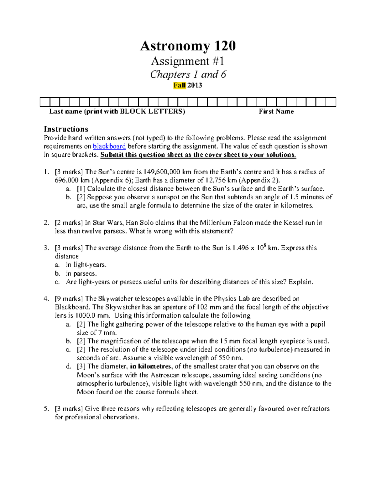 Seminar Assignments - Assignment 1 With Stefan Cartledge - Astronomy ...