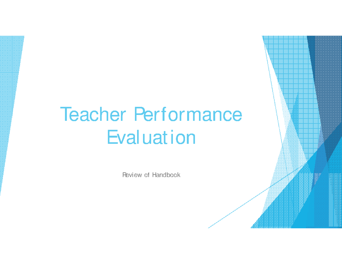 Teacher Performance Evaluation handbookreview Teacher Performance