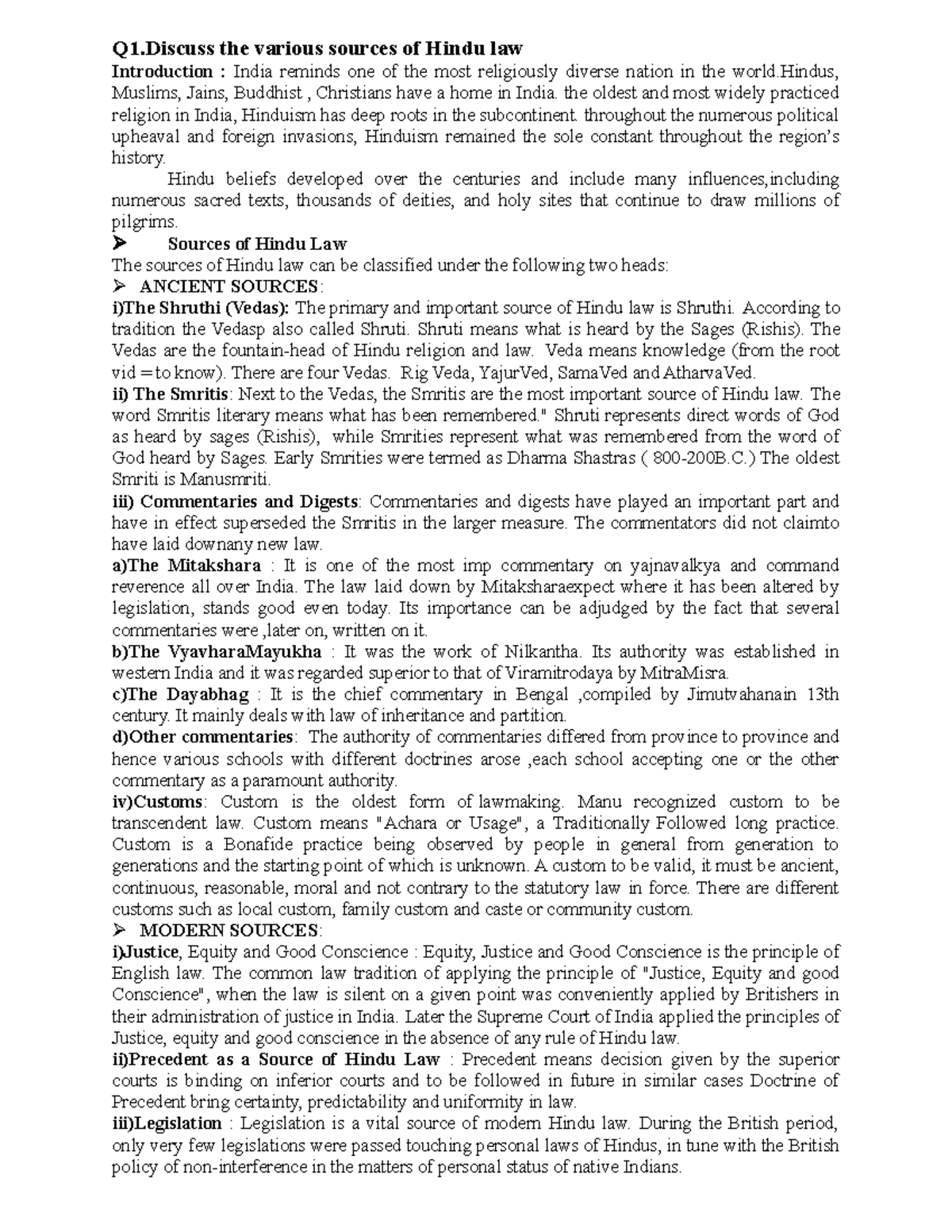 hindu-law-q1-the-various-sources-of-hindu-law-introduction-india