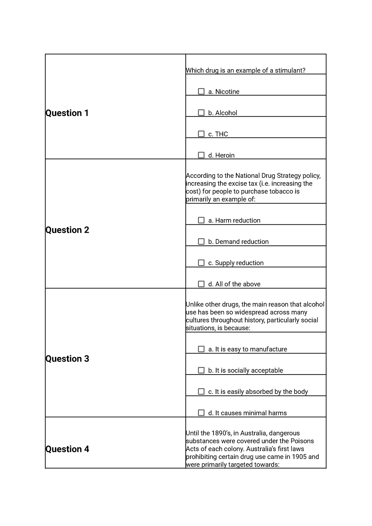 PYB159 Practice Quiz - Question 1 Which Drug Is An Example Of A ...