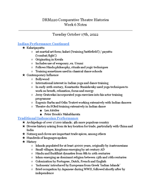 DRM220 Lecture Notes - Week 10 - DRM220 Comparative Theatre Histories ...