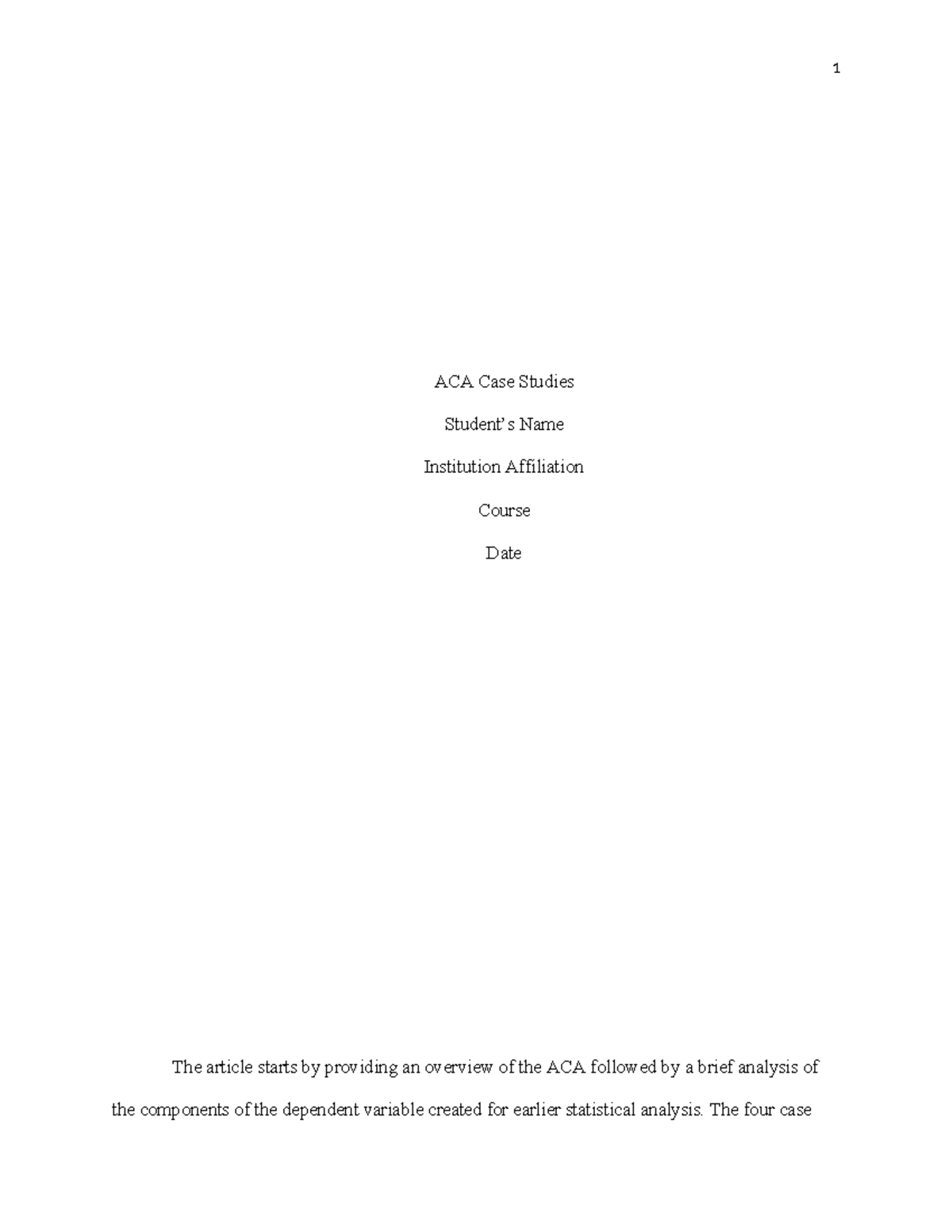 The Patient Protection and Affordable Care Act - ACA Case Studies ...