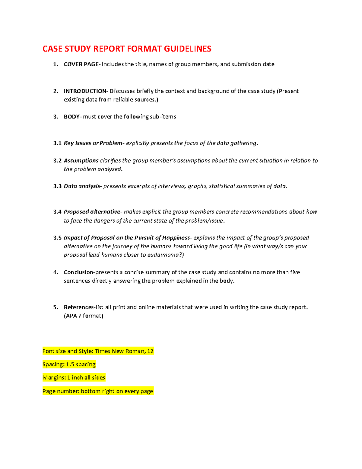 CASE Study Report Format Guidelines - CASE STUDY REPORT FORMAT ...