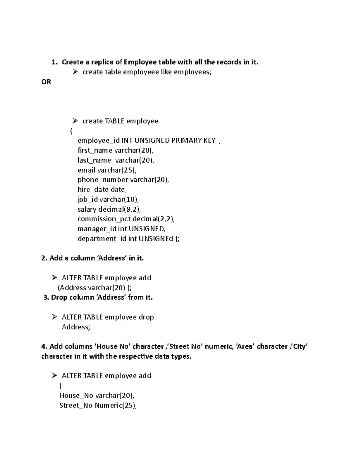 Lab 7 Dbms Database Lab 7 1 Create A Replica Of Employee Table