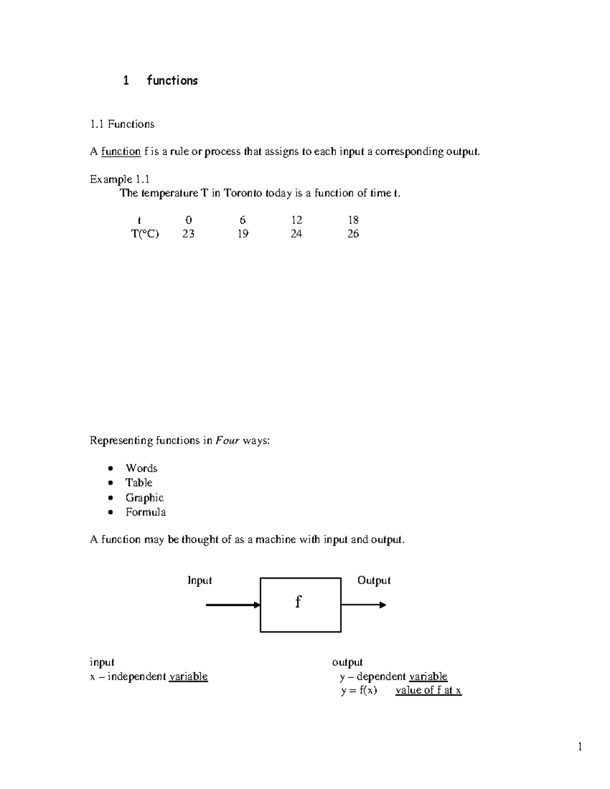 FUNCTIONS FOR CALCULUS - 1 functions 1 Functions A function f is a rule ...