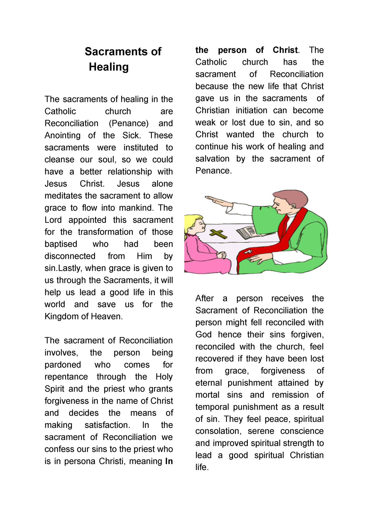 Religion Assessment 1 2018 - Sacraments Of Healing The Sacraments Of ...