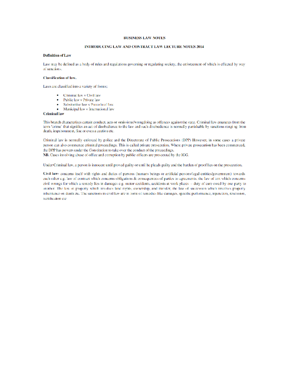 Introduction OF Business LAW AND Contract LAW - BUSM 1285 - Studocu