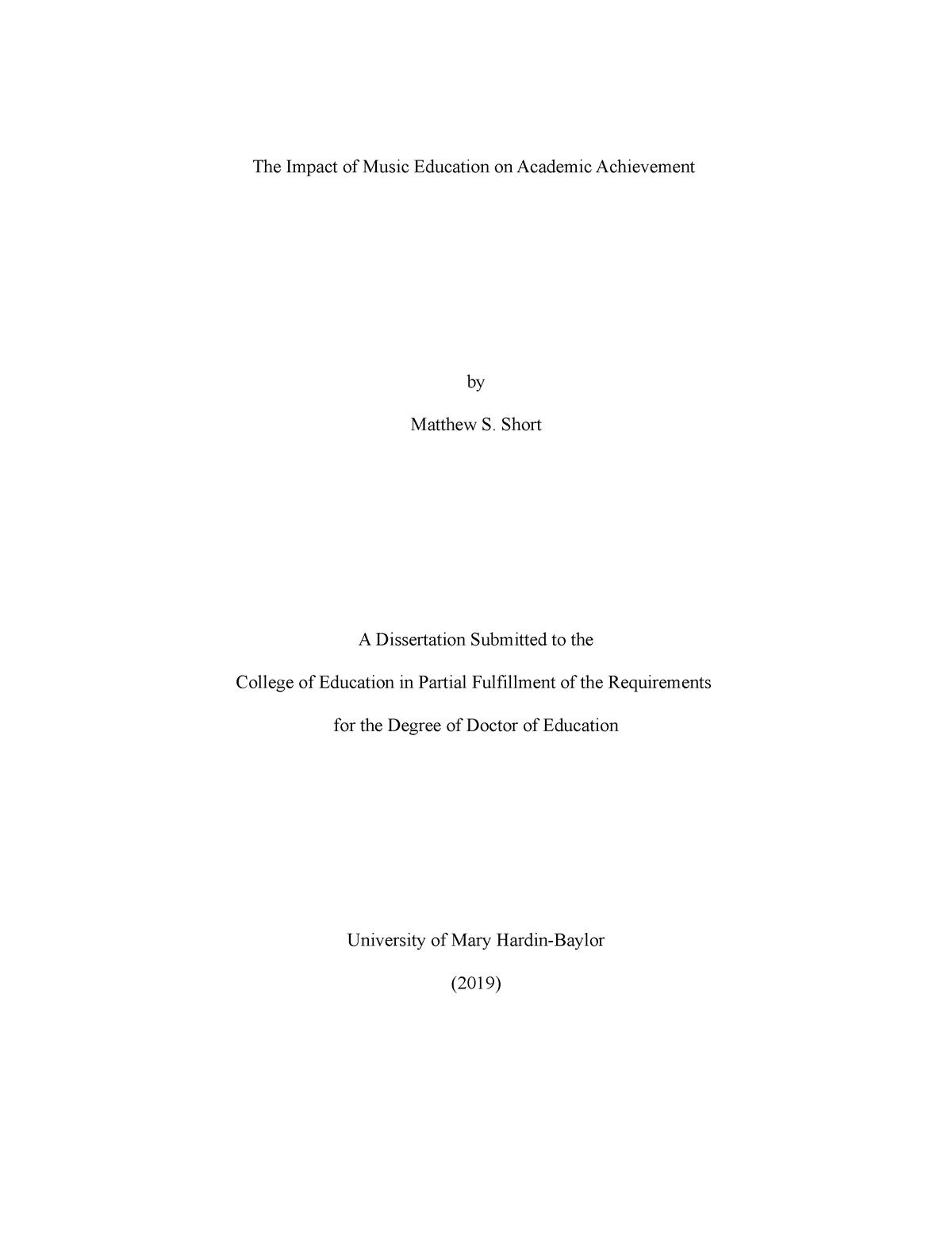 dissertation in music education