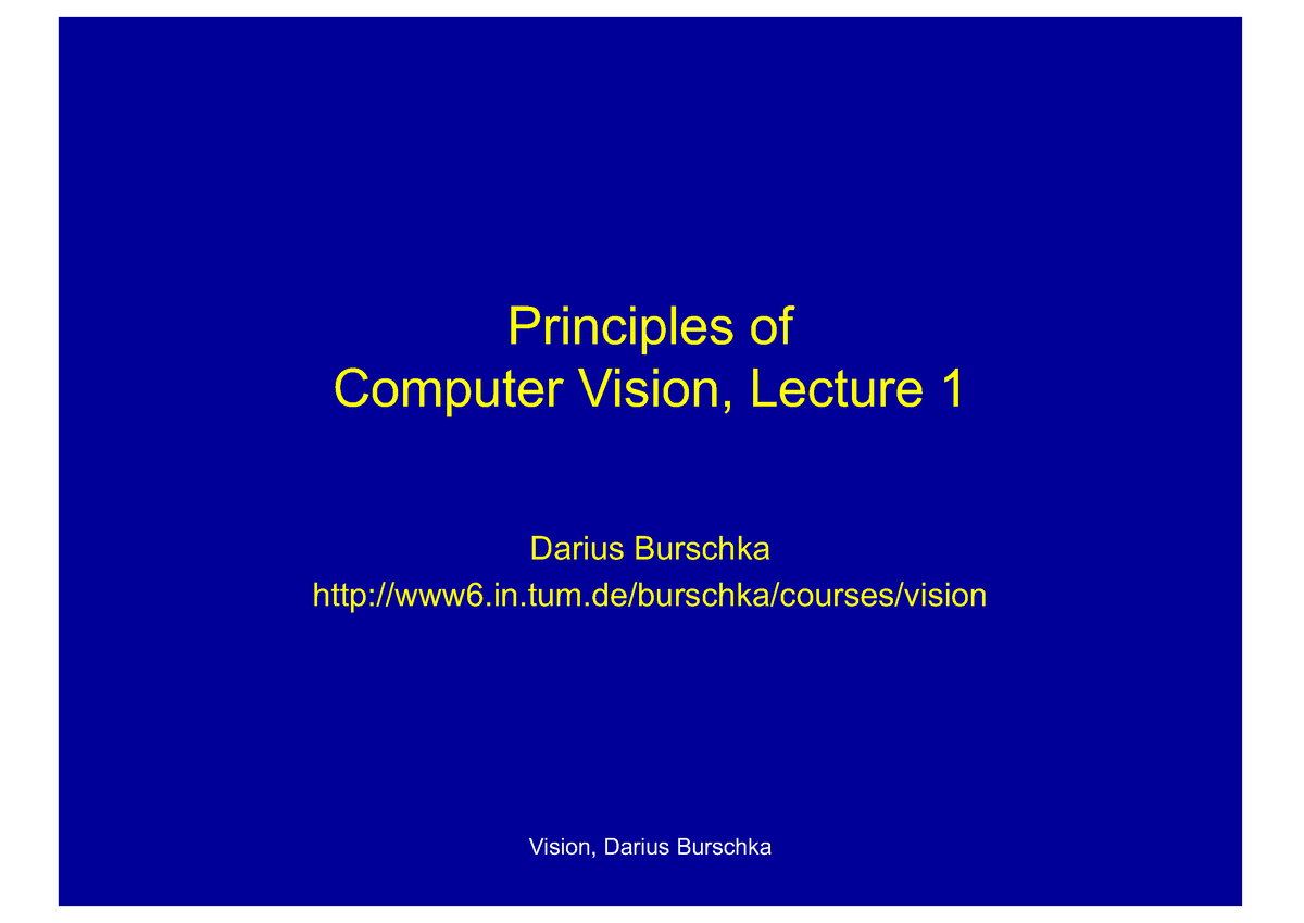 01 Introduction Introduction Grundlage Von Computer Vision - Principles ...