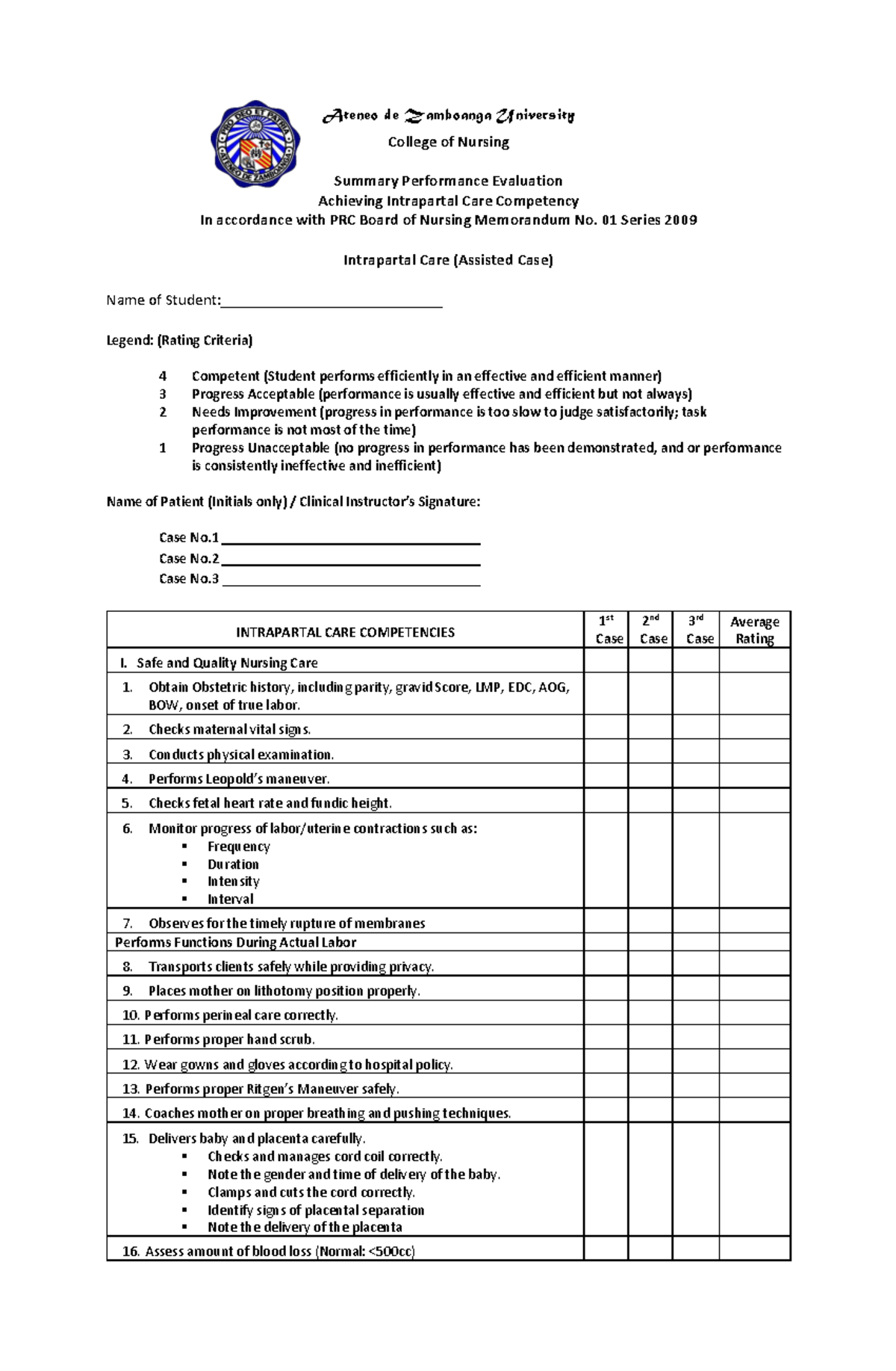 DR-Checklist-Assist - prc - Ateneo de Zamboanga University College of ...