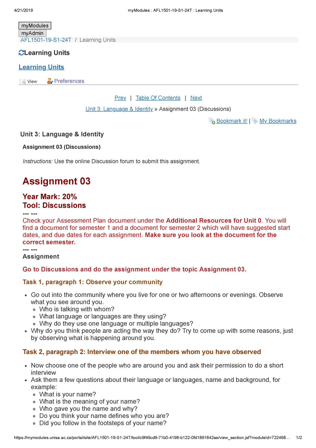 afl1501 assignment 3