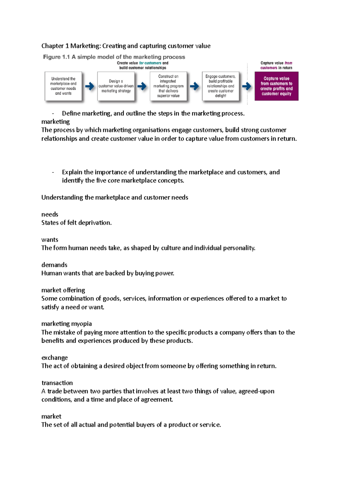 Marketing Mid Sem Quizlet - Chapter 1 Marketing: Creating And Capturing ...