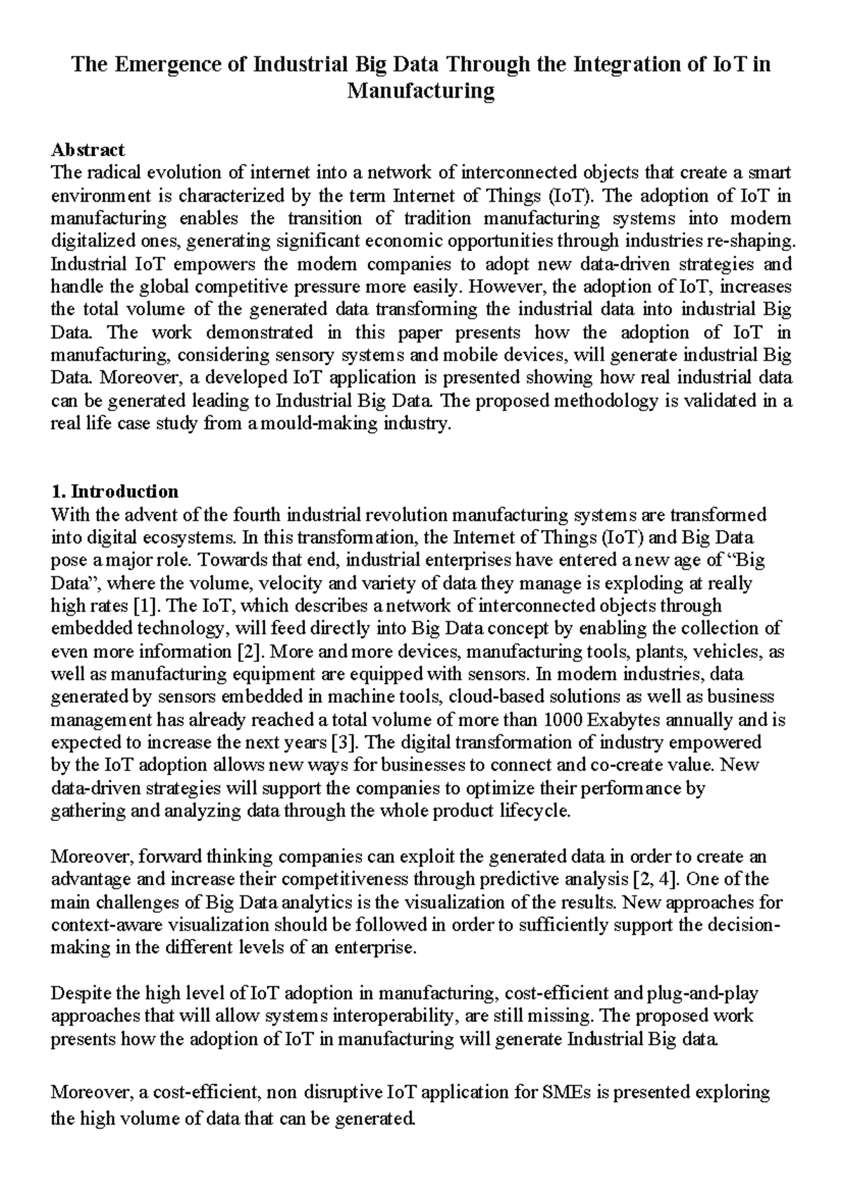 The Emergence of Industrial Big Data Through the I - The adoption of ...