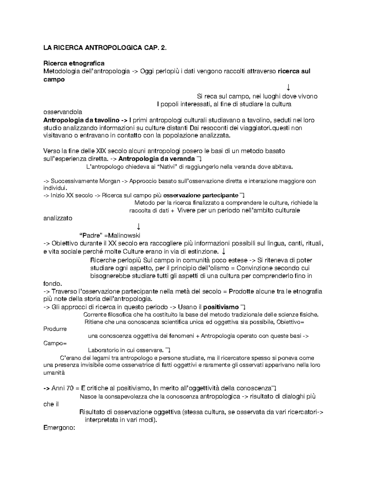 Antropologia culturale cap 2 - LA RICERCA ANTROPOLOGICA CAP. 2. Ricerca ...