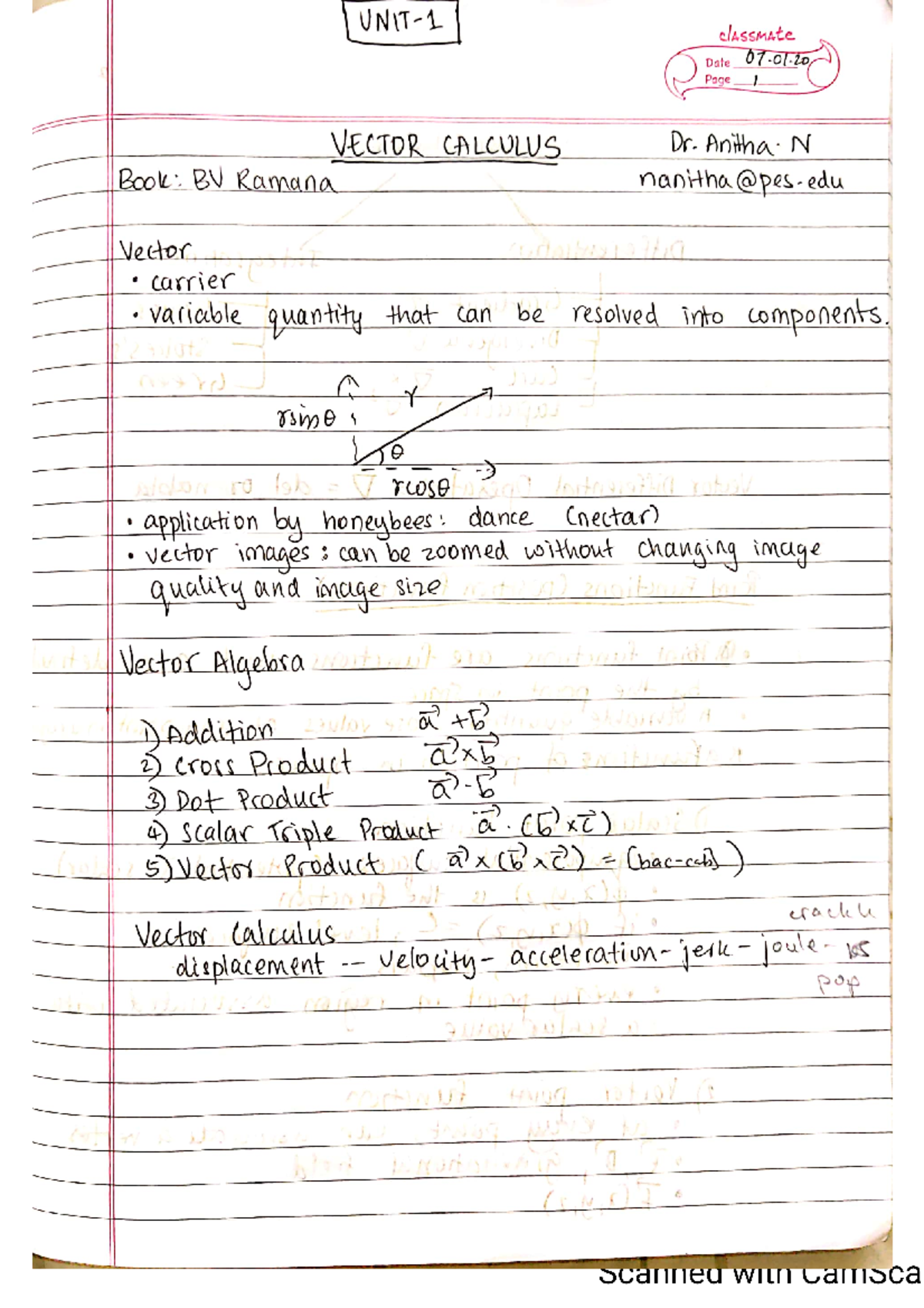 Vector Calculus Classmate Vector Calculus Antha N Bool Bv Ramana Edu Vector Calculus Classmate Vector Calculus Antha N Bool Bv Ramana Edu