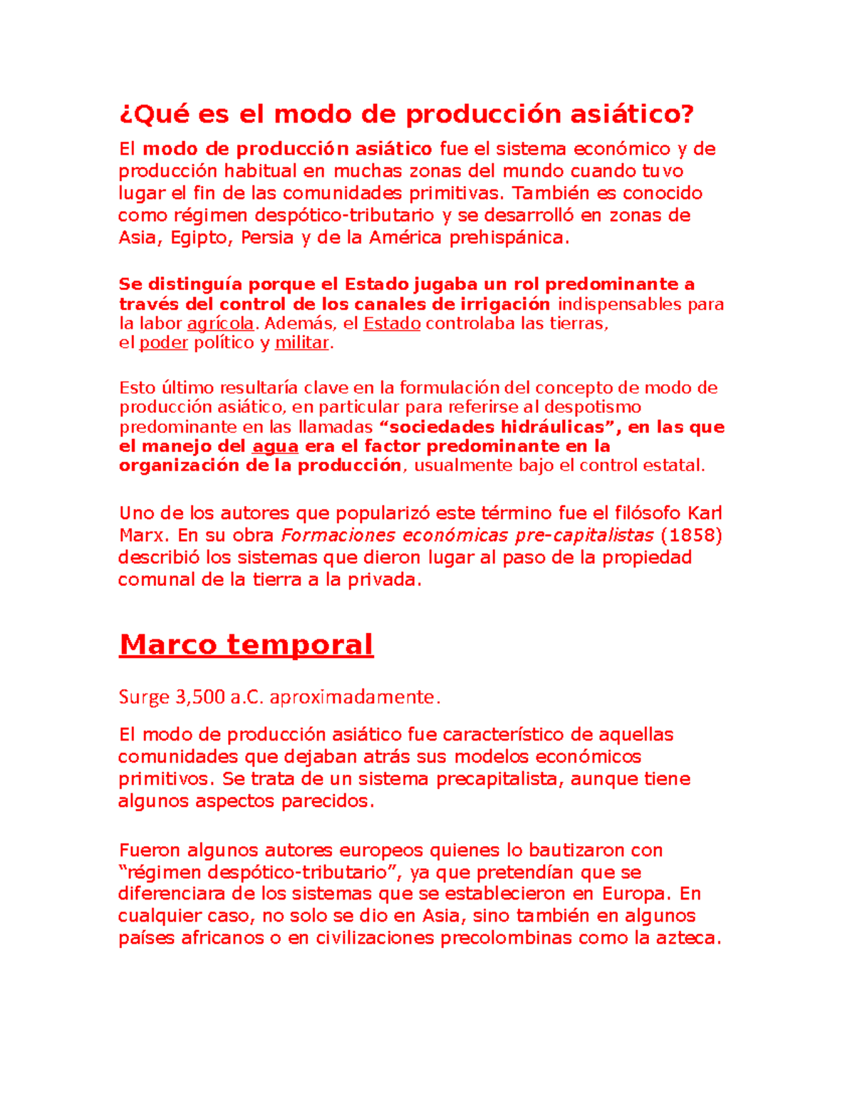 Qué es el modo de producción asiático ¿Qué es el modo de producción