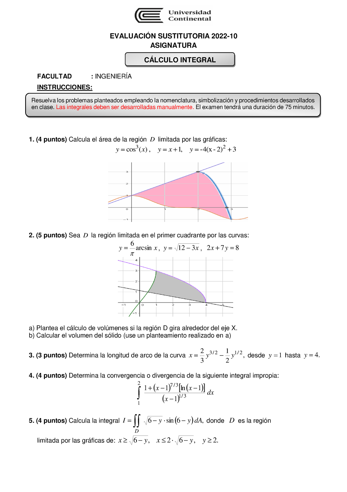 Examen Sustitutorio Calculo Integral Copia Evaluaci N Sustitutoria