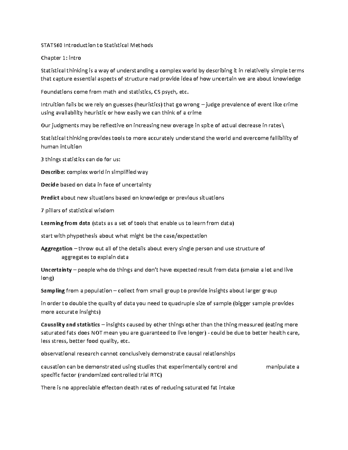 Stats 60 - Techniques for organizing data, computing, and interpreting ...