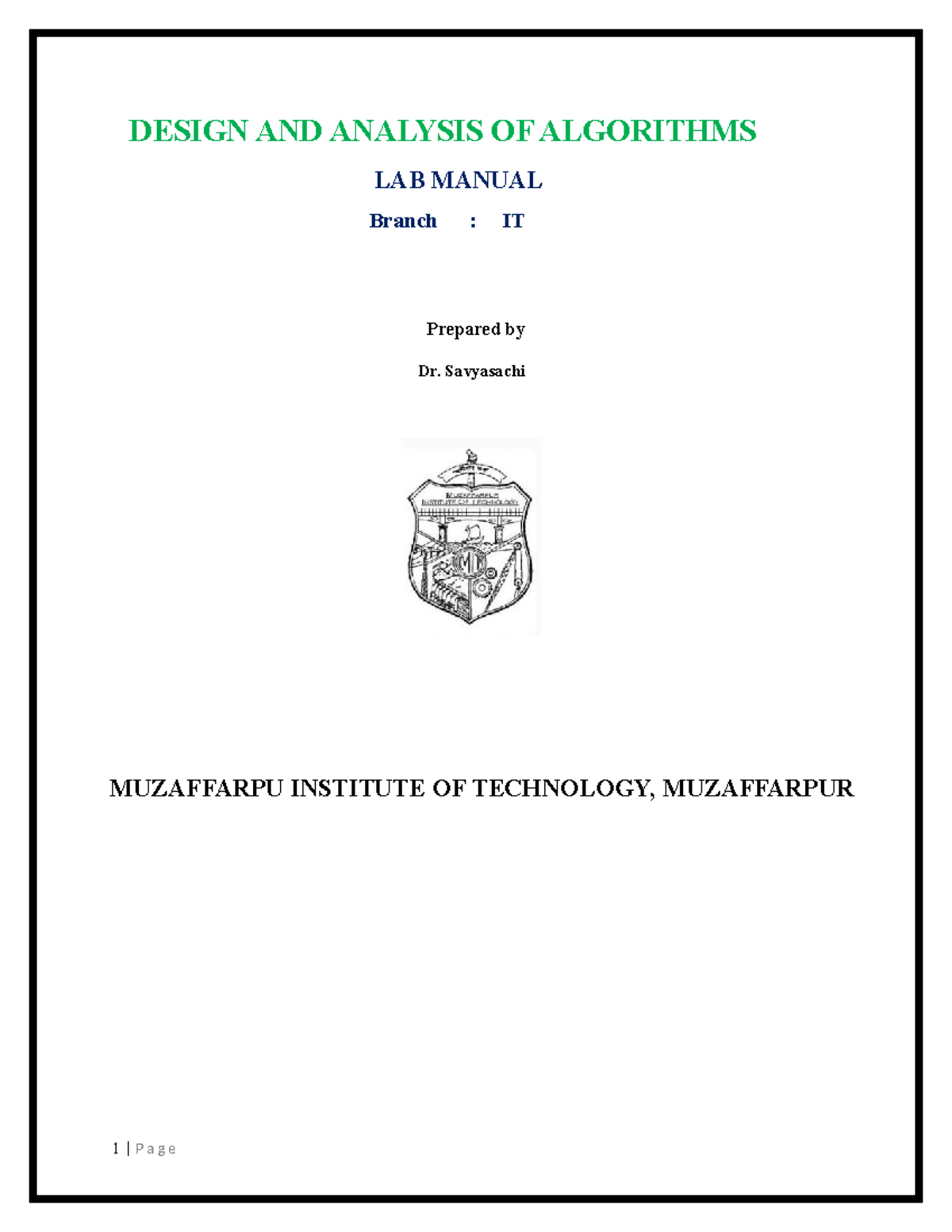 DAA LAB Manual sidnrh computer Studocu