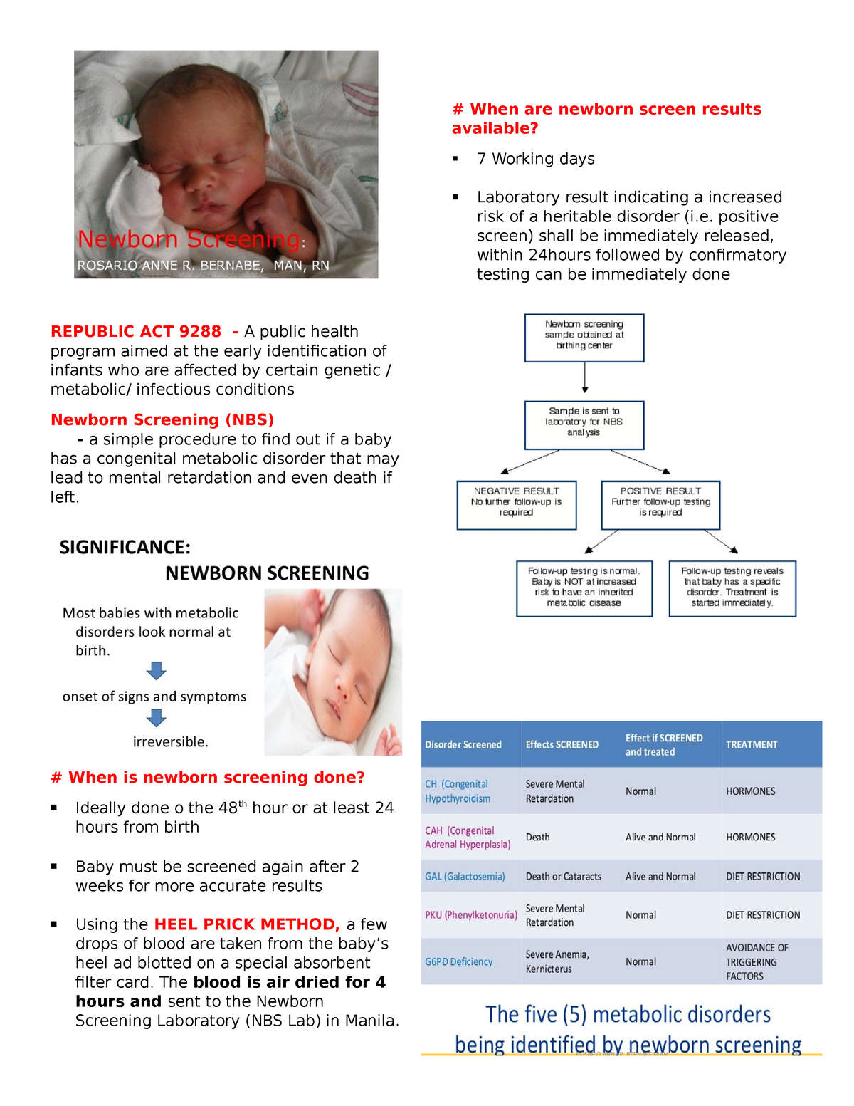 4.3-Newborn-Screening - REPUBLIC ACT 9288 - A public health