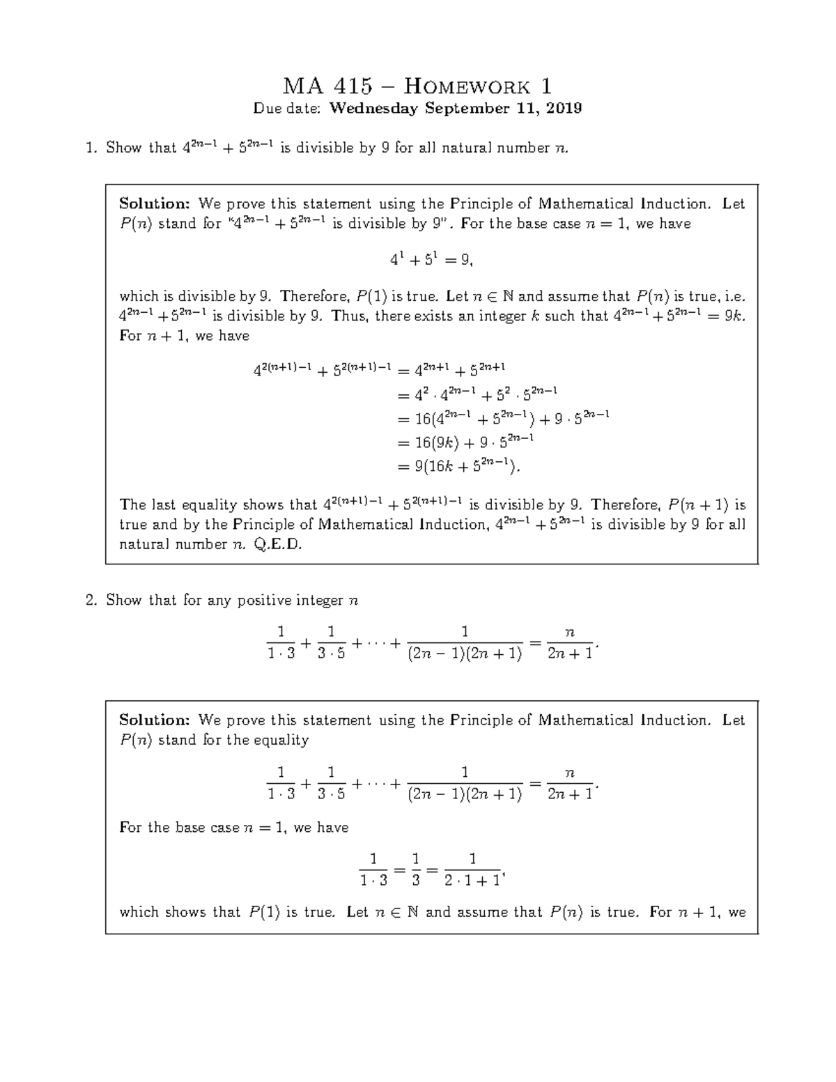 HOMEWORKSOLUTIONS#01 - MA 415 – Homework 1 Due date:Wednesday September ...