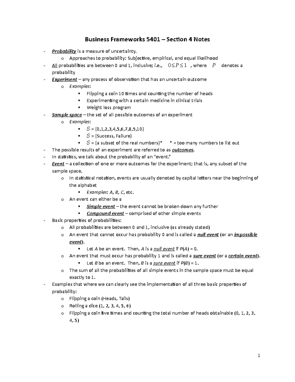 Section 4 notes that are about stuff - Business Frameworks 5401 ...