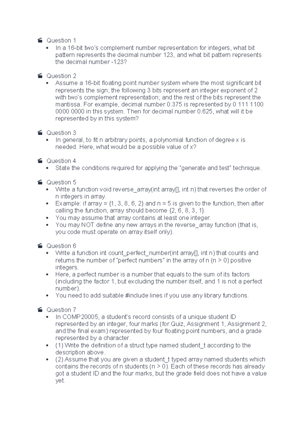 COMP20005 sample question - Question 1 In a 16-bit two’s complement ...