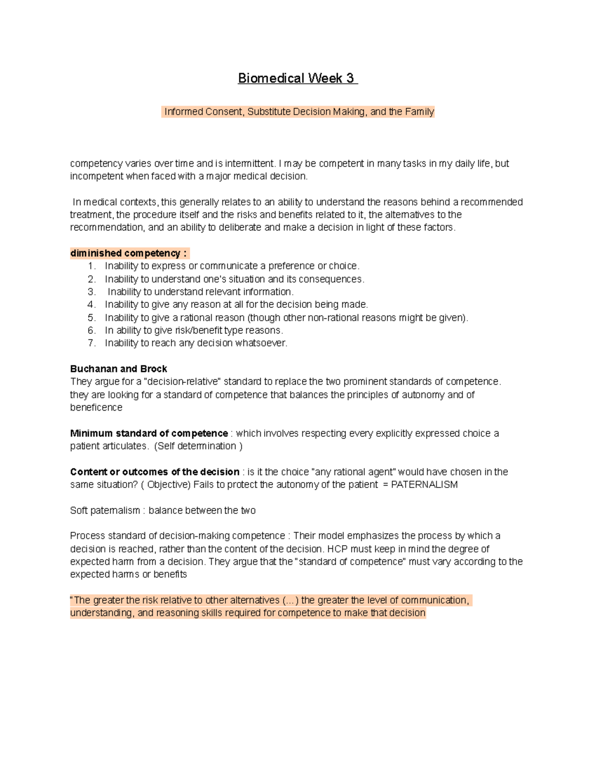 Biomedical Week 3 - I may be competent in many tasks in my daily life ...