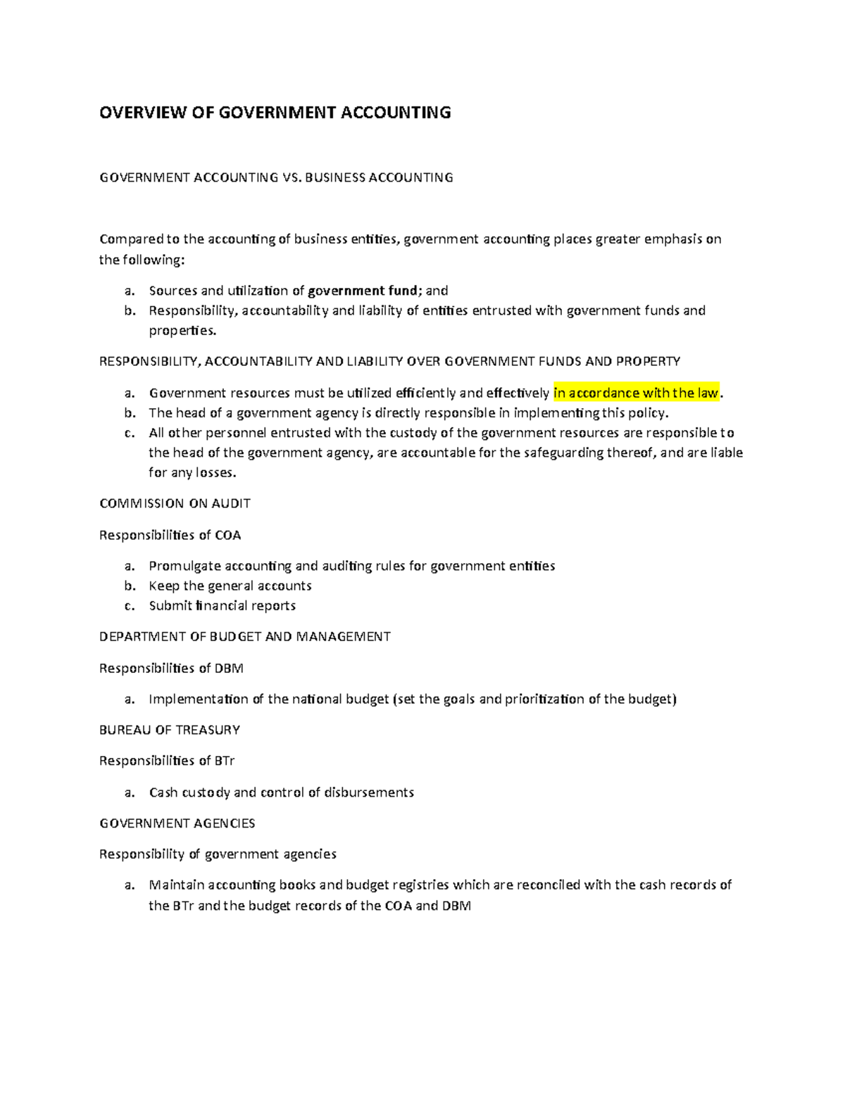 Governmentaccountingnotes compress OVERVIEW OF GOVERNMENT