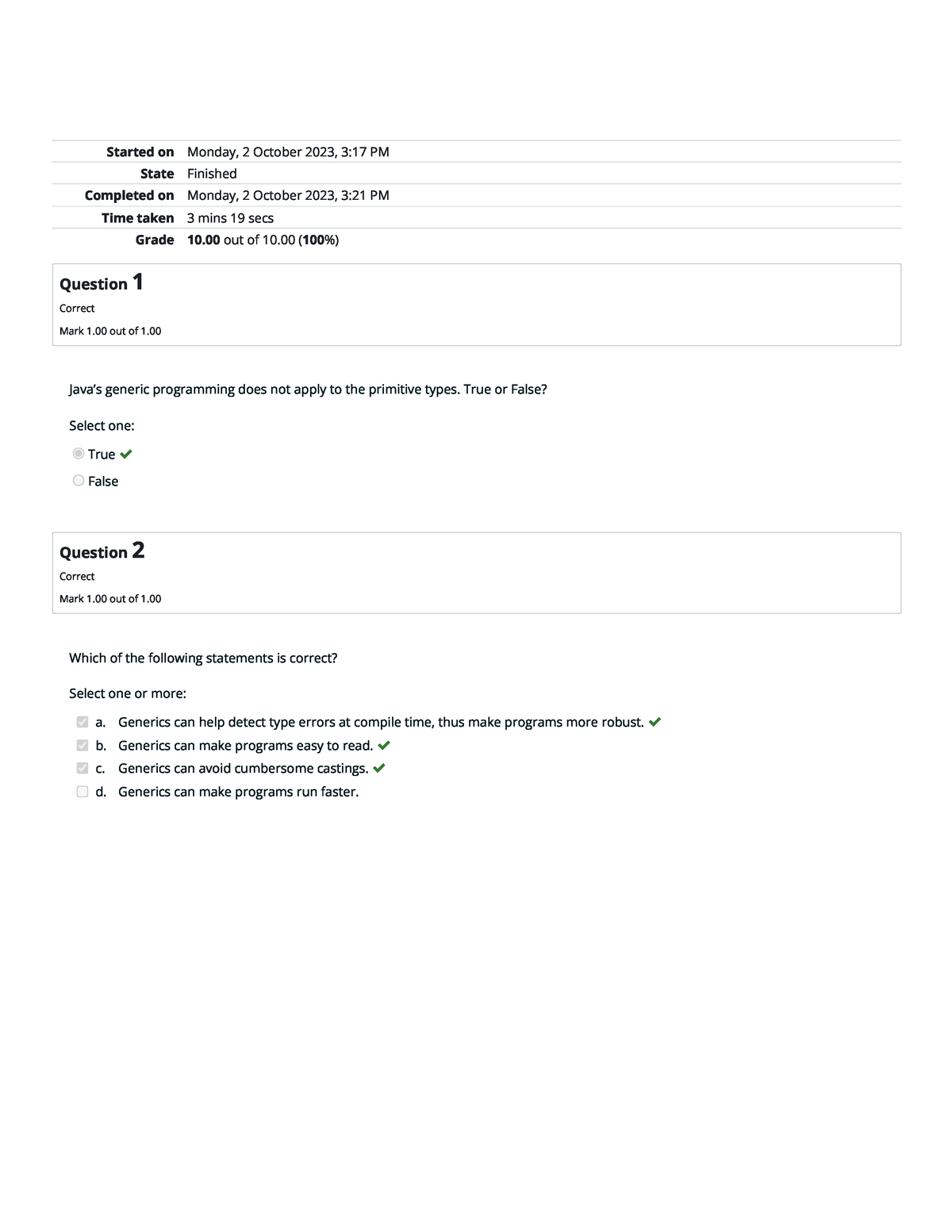 Self-Quiz Unit 4 Attempt Review - Started On Monday, 2 October 2023, 3: ...