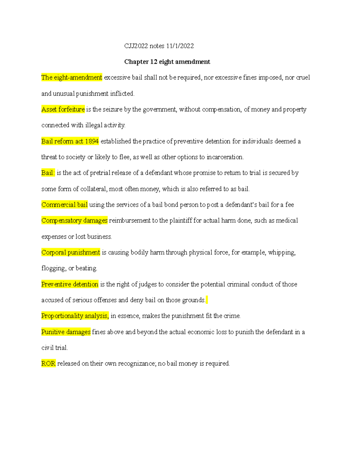 CJL2062 chapter 12 - Eight amendments, definitions, and an important ...