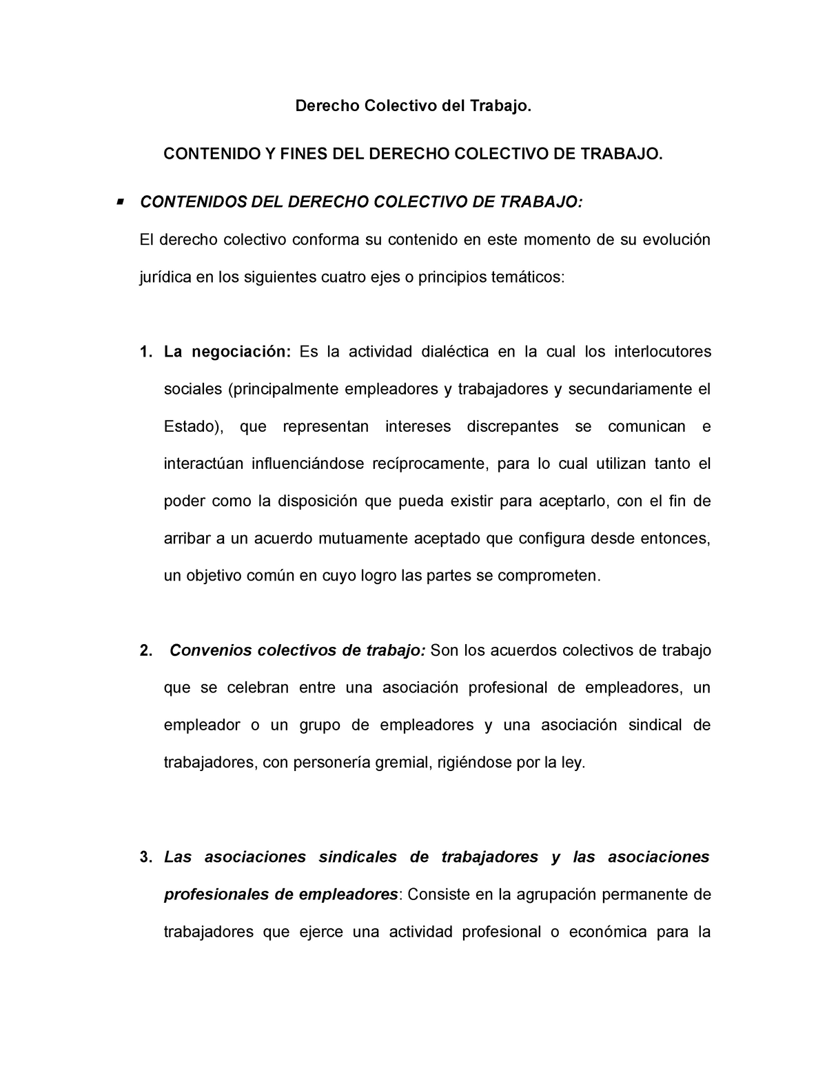 Derecho Colectivo Del Trabajo - CONTENIDO Y FINES DEL DERECHO COLECTIVO ...