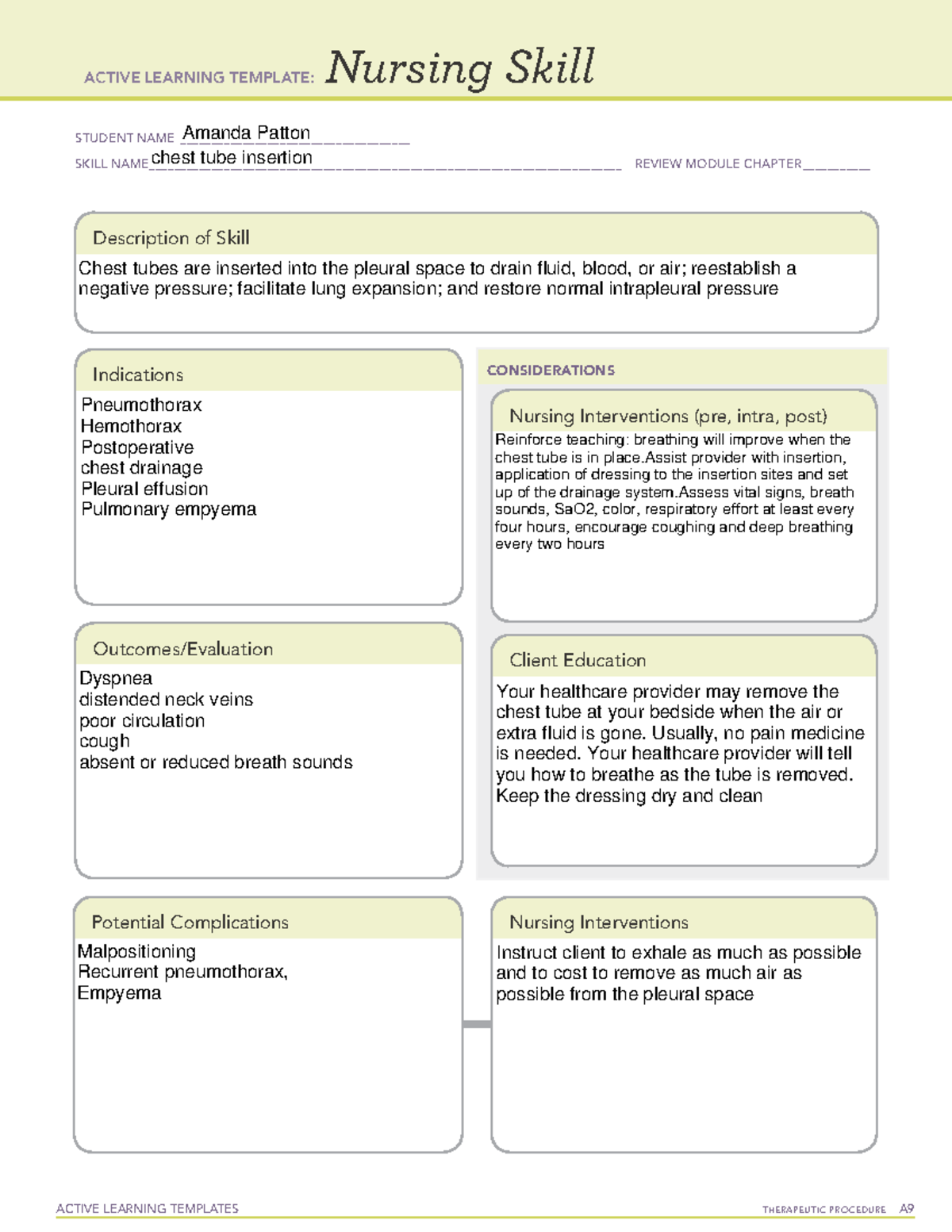 Adult med surg nursing skill - ACTIVE LEARNING TEMPLATES TherapeuTic ...