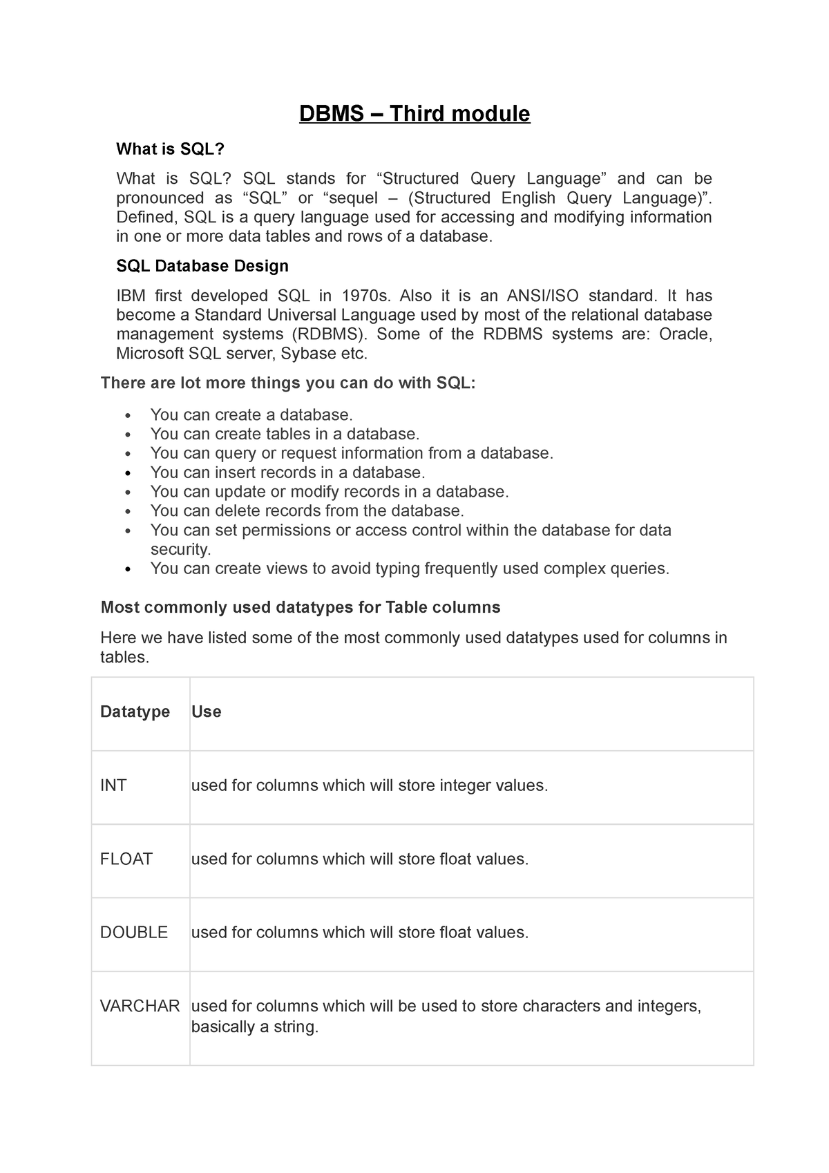 sql-notes-dbms-third-module-what-is-sql-what-is-sql-sql-stands