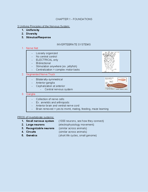 Neurobiology Exam 1 - CHAPTER 1 - FOUNDATIONS 3 Unifying Principles of ...