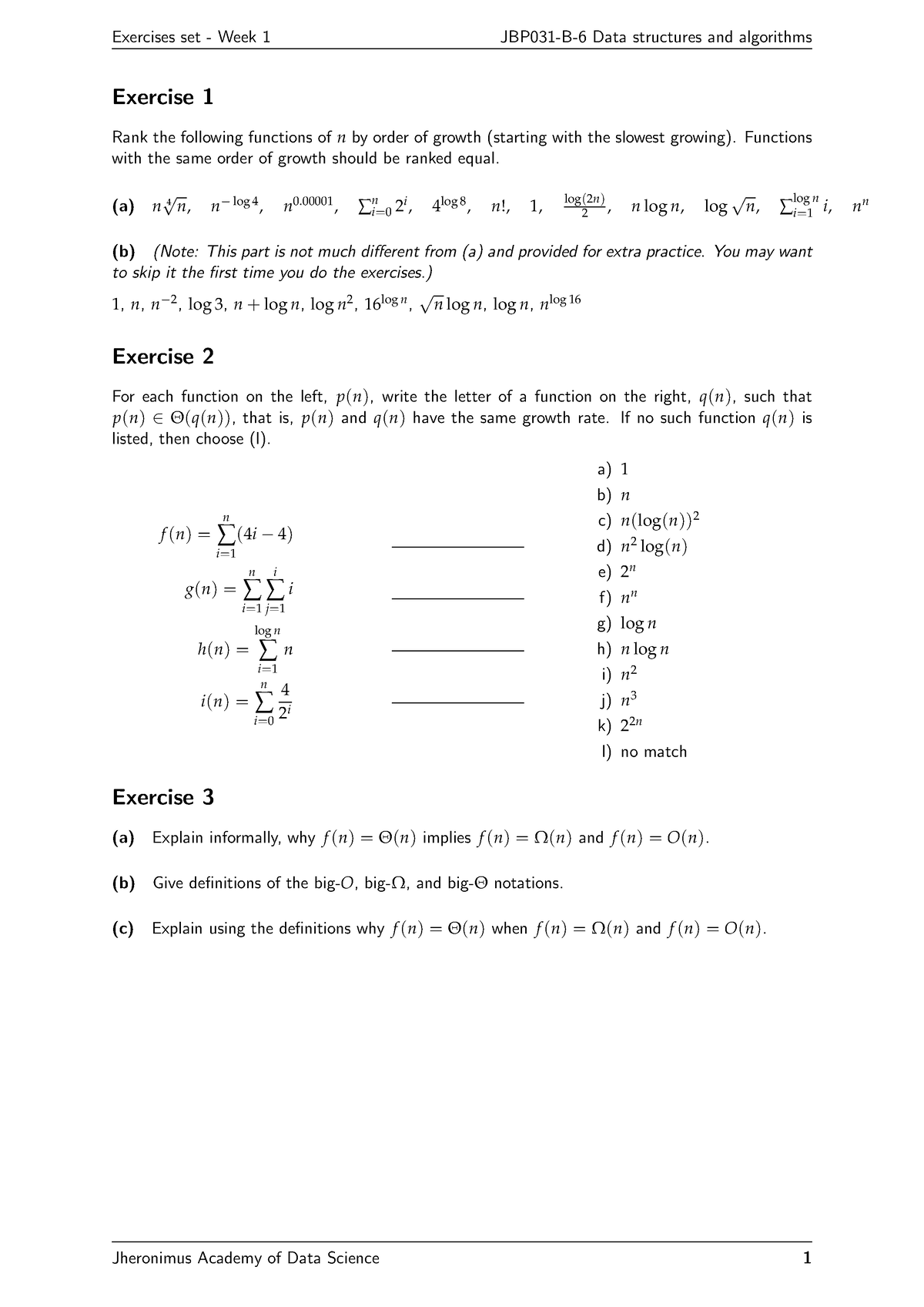 Week 1 Exercise Set - Practice Set - Exercises Set - Week 1 JBP031-B-6 ...