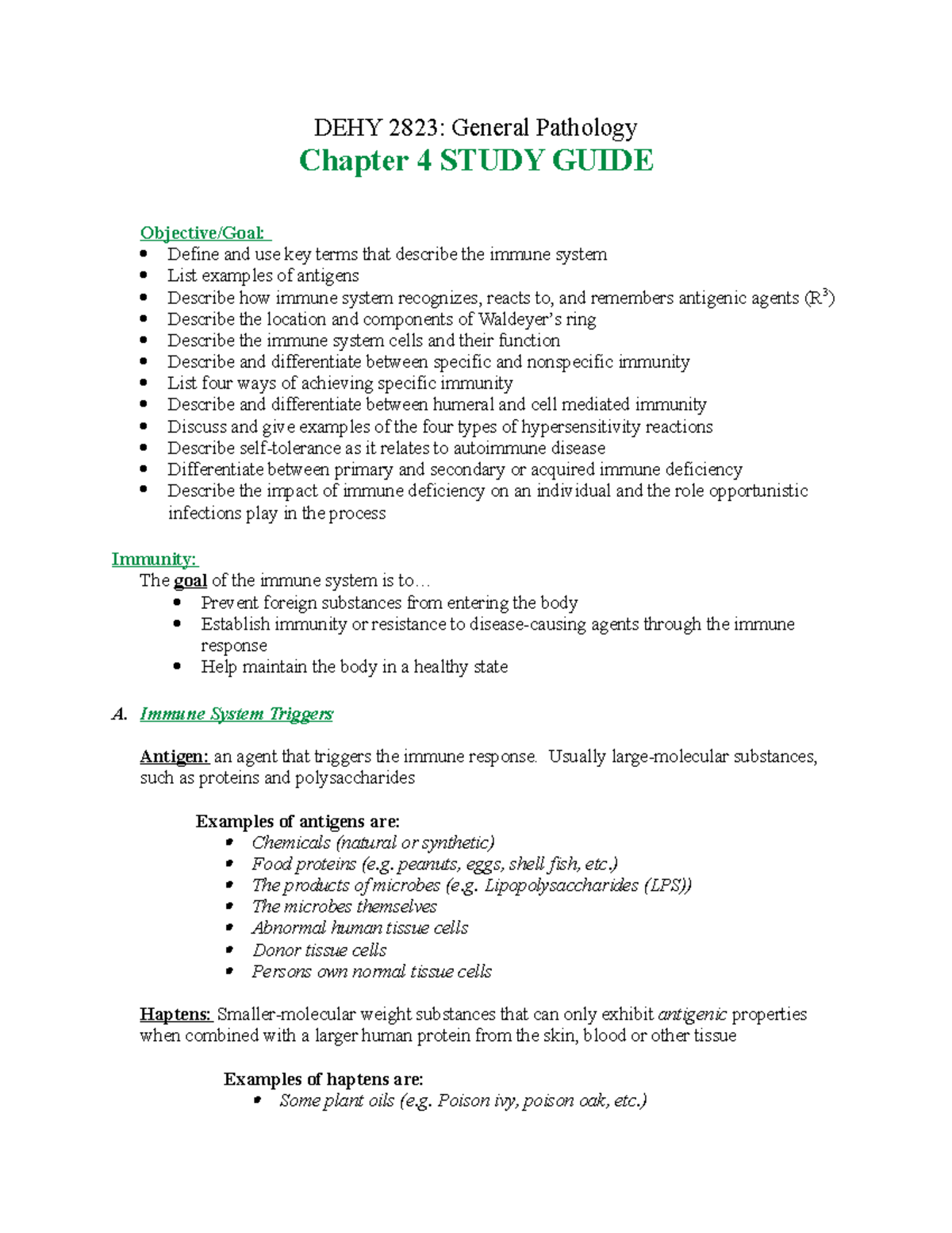 Study Guide CH - Define and use key terms that describe the immune ...