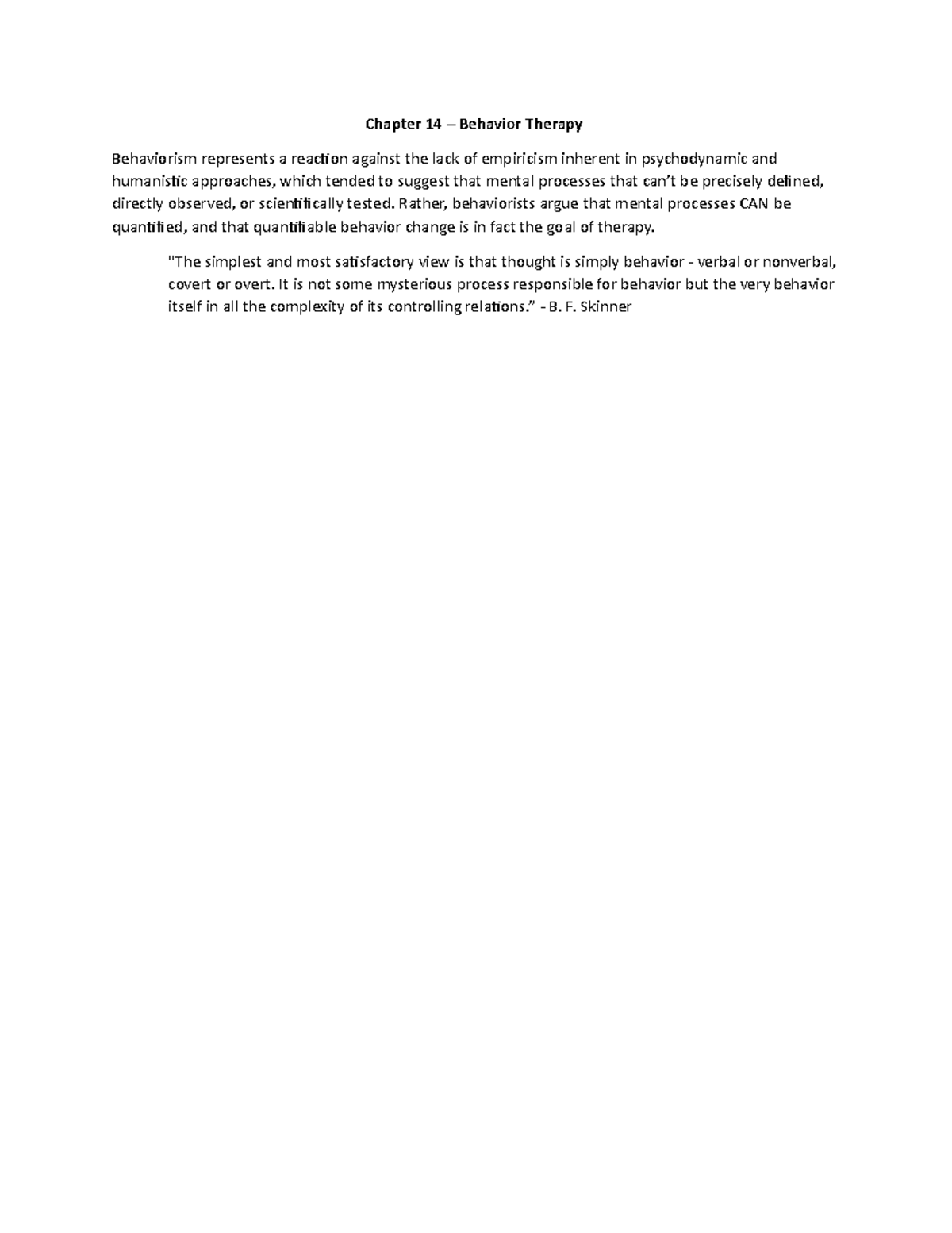 Chapter 14 - These notes were written directly from the professor's ...
