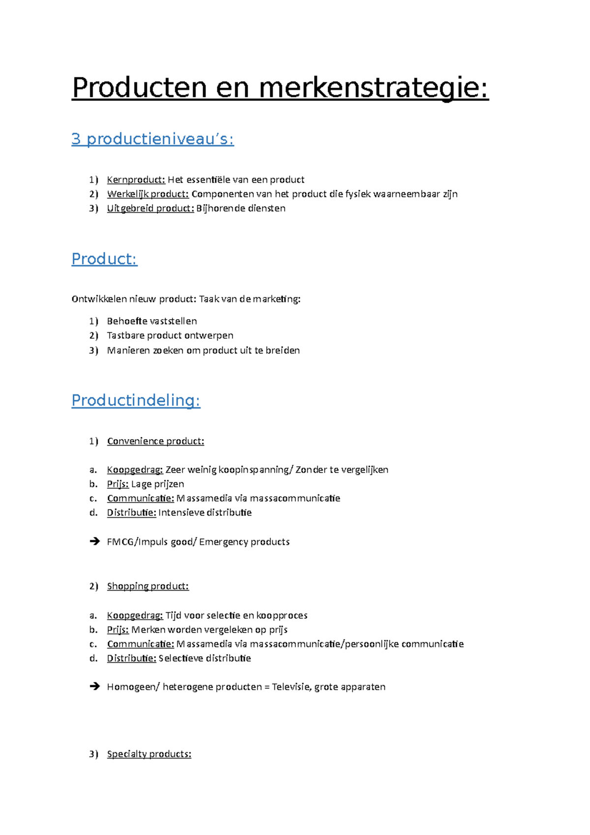 Samenvatting Herexamen - Producten En Merkenstrategie: 3 1) Kernproduct ...