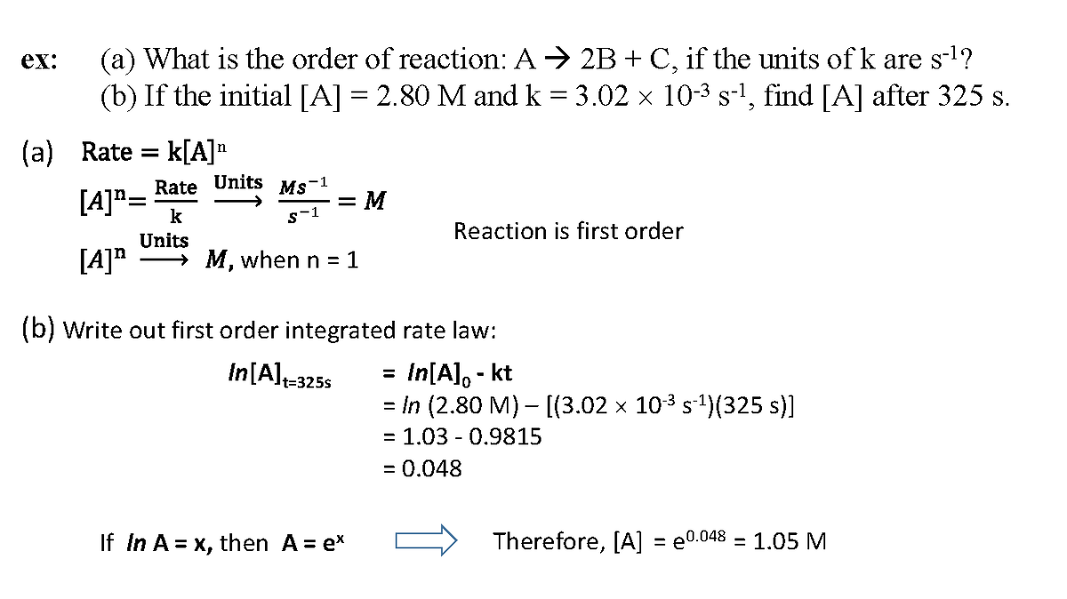 Module 2B-Chemical Kinetics Examples Solutions-1 - ex: (a) What is the ...