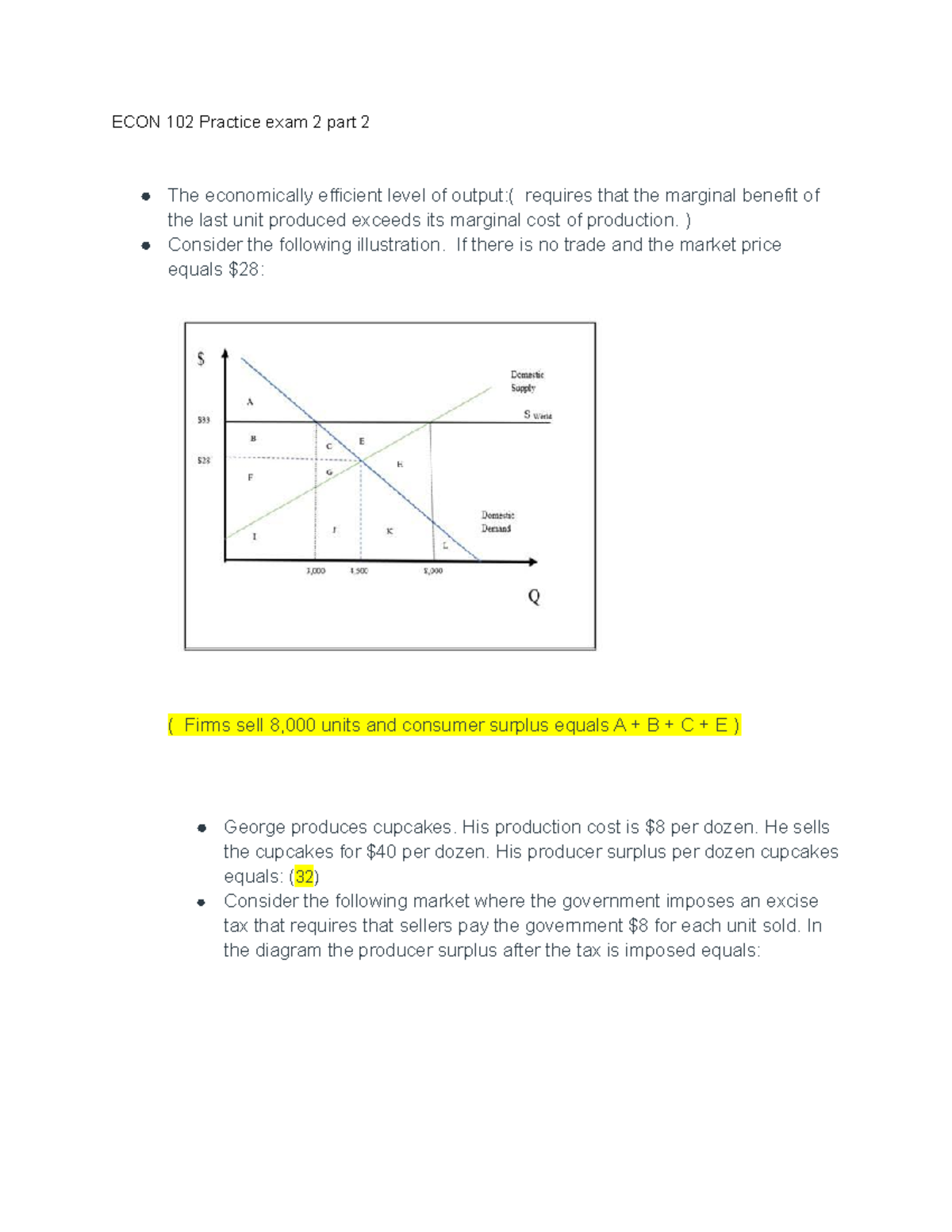 ECON 102 Practice Exam 2 Part 2 - ECON 102 Practice Exam 2 Part 2 The ...