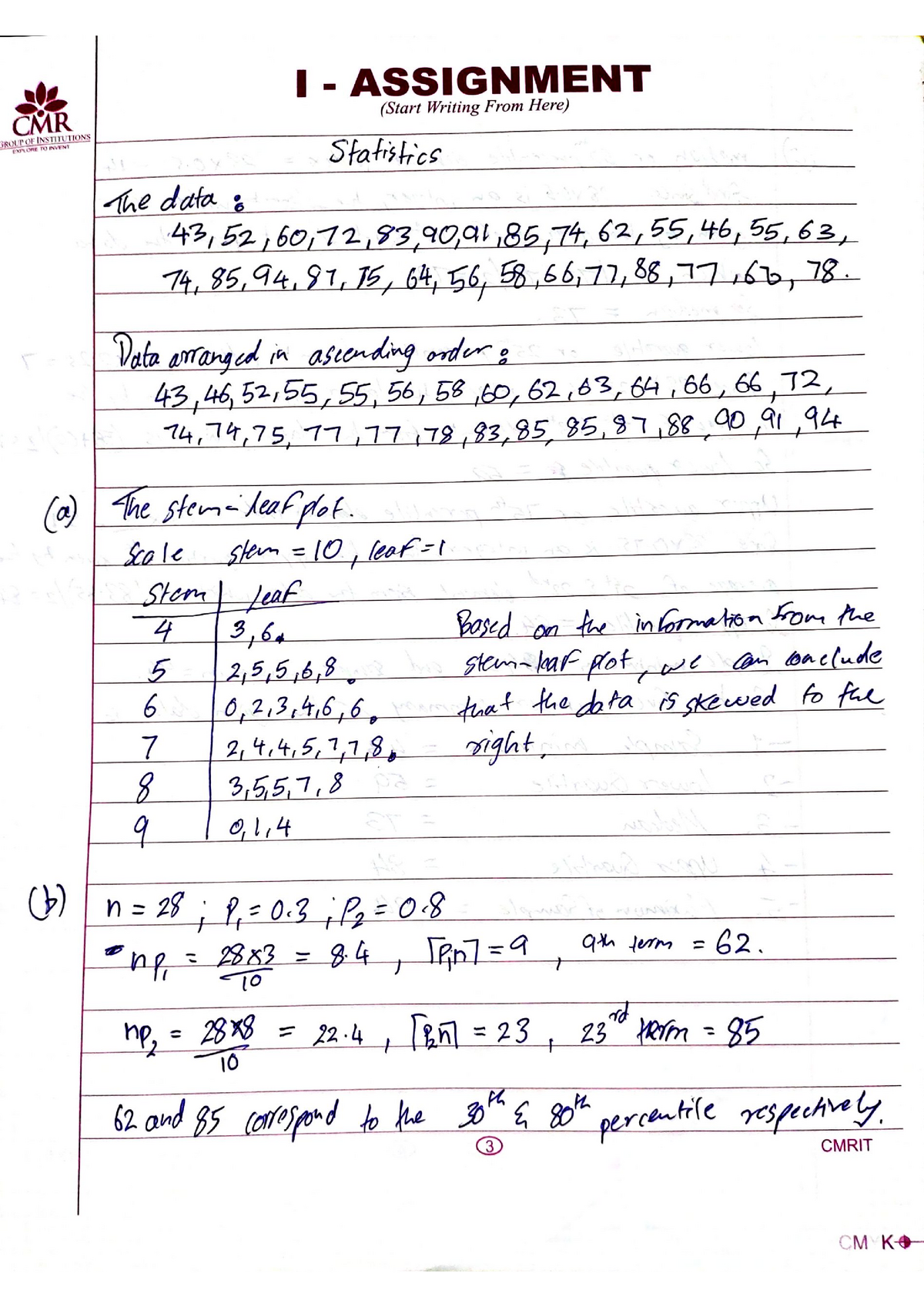 statistics assignment creating intervals