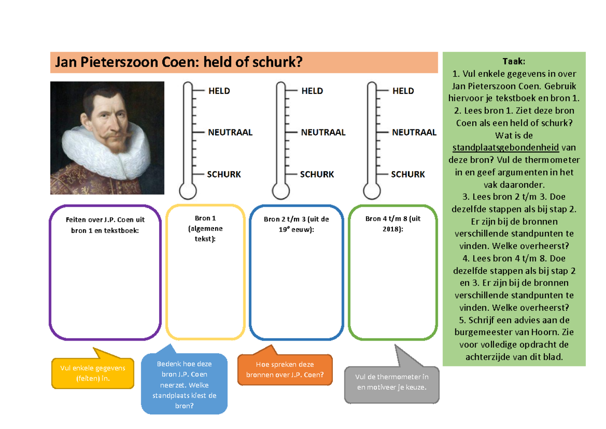 PO Jan Pieterszoon Coen en standbeeld Jan Pieterszoon Coen held of