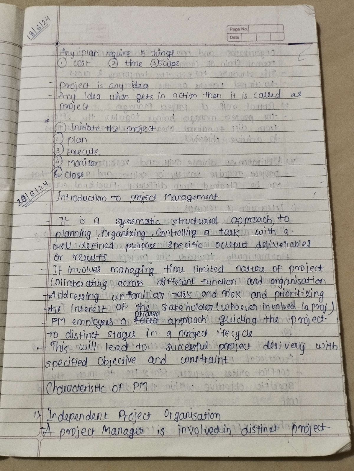 PM unit1 - Project management notes unit 1 - History Page No. Date ...