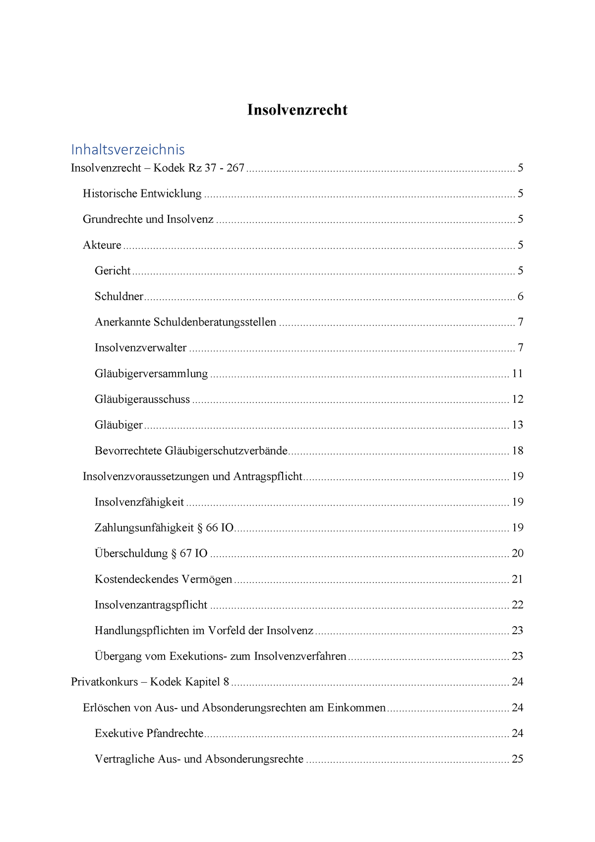 Zusammenfassung Von Insolvenzrecht Kodek (bis Zwischenklausurstoff ...