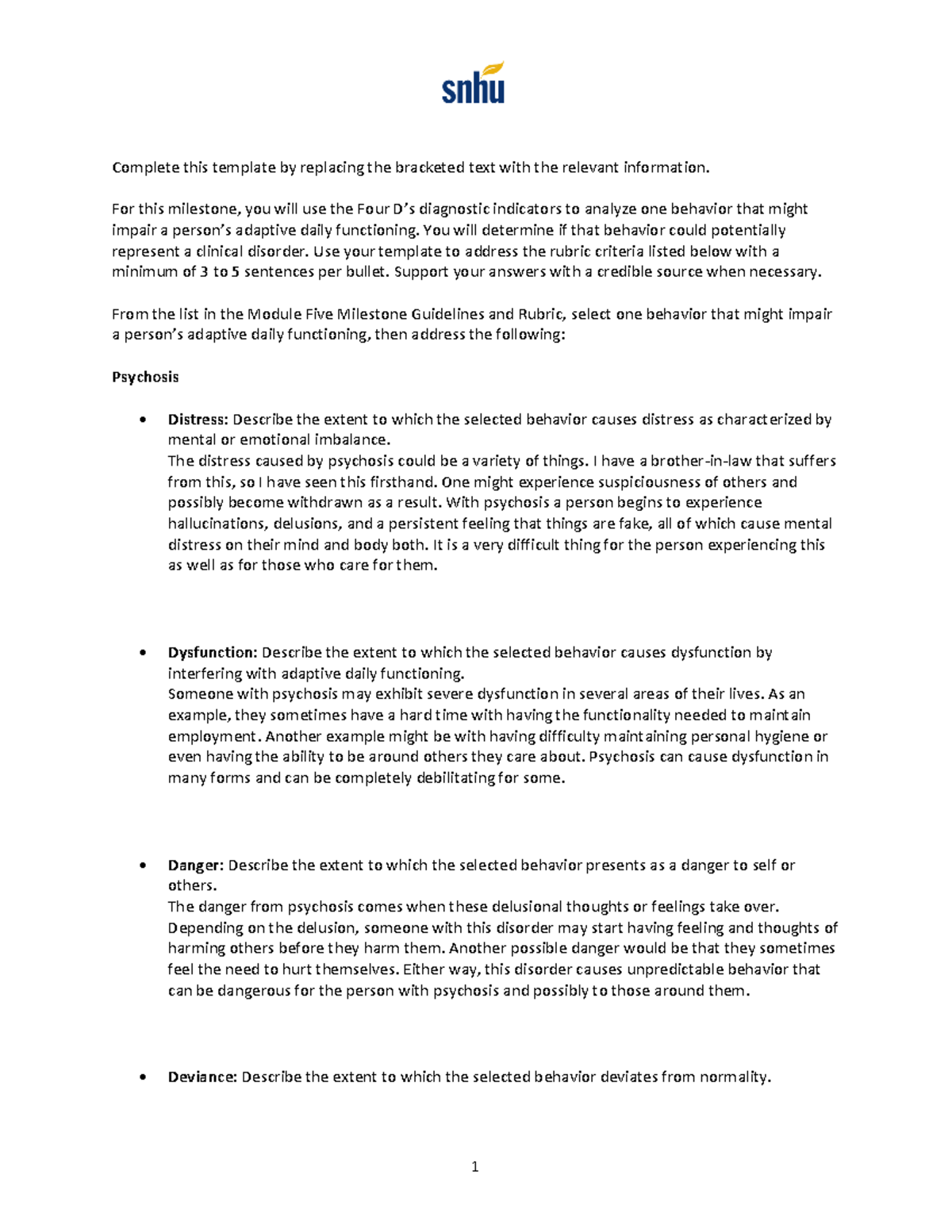 PSY 215 Module Five Milestone - 1 Complete this template by replacing ...