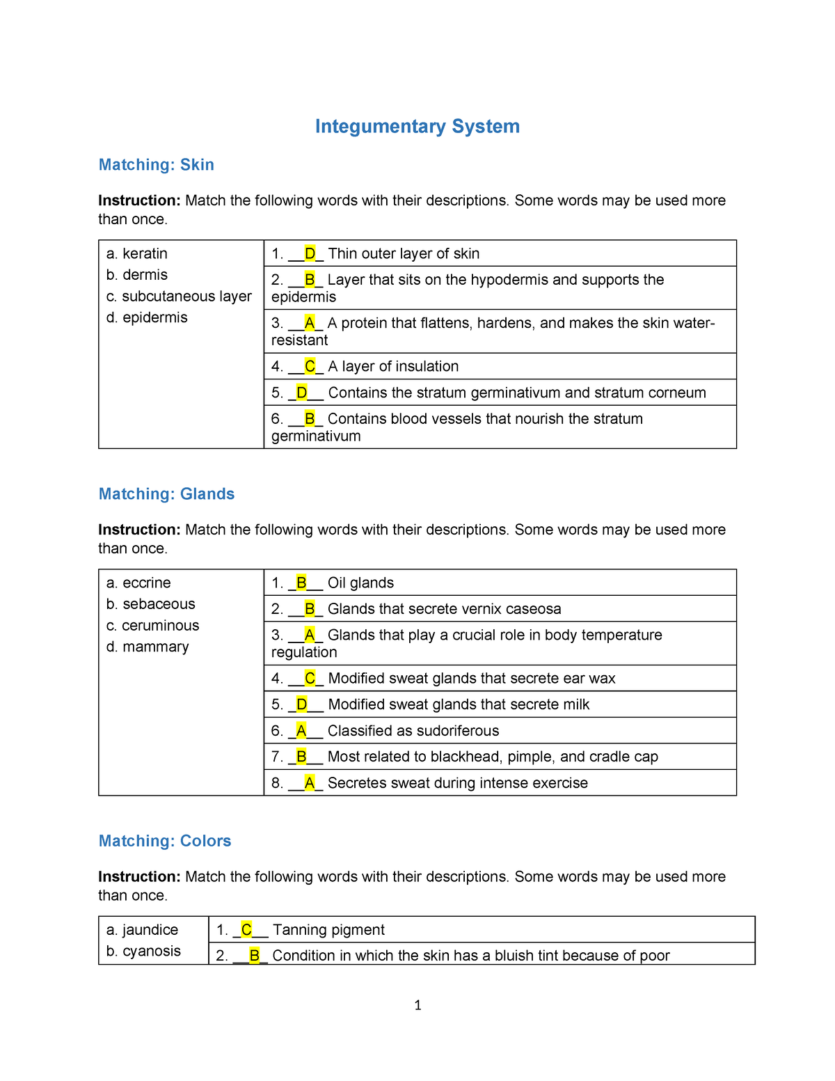 week 2 assignment integumentary and musculoskeletal system