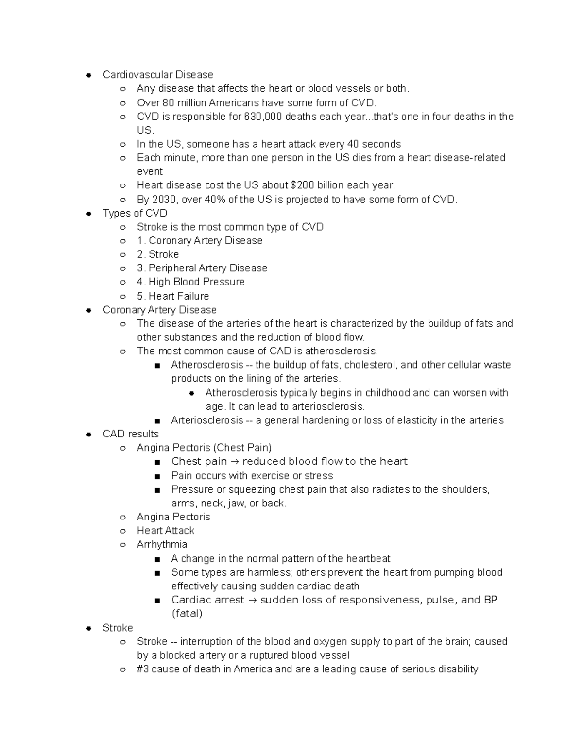 Chronic Disease Notes - Cardiovascular Disease Any disease that affects ...