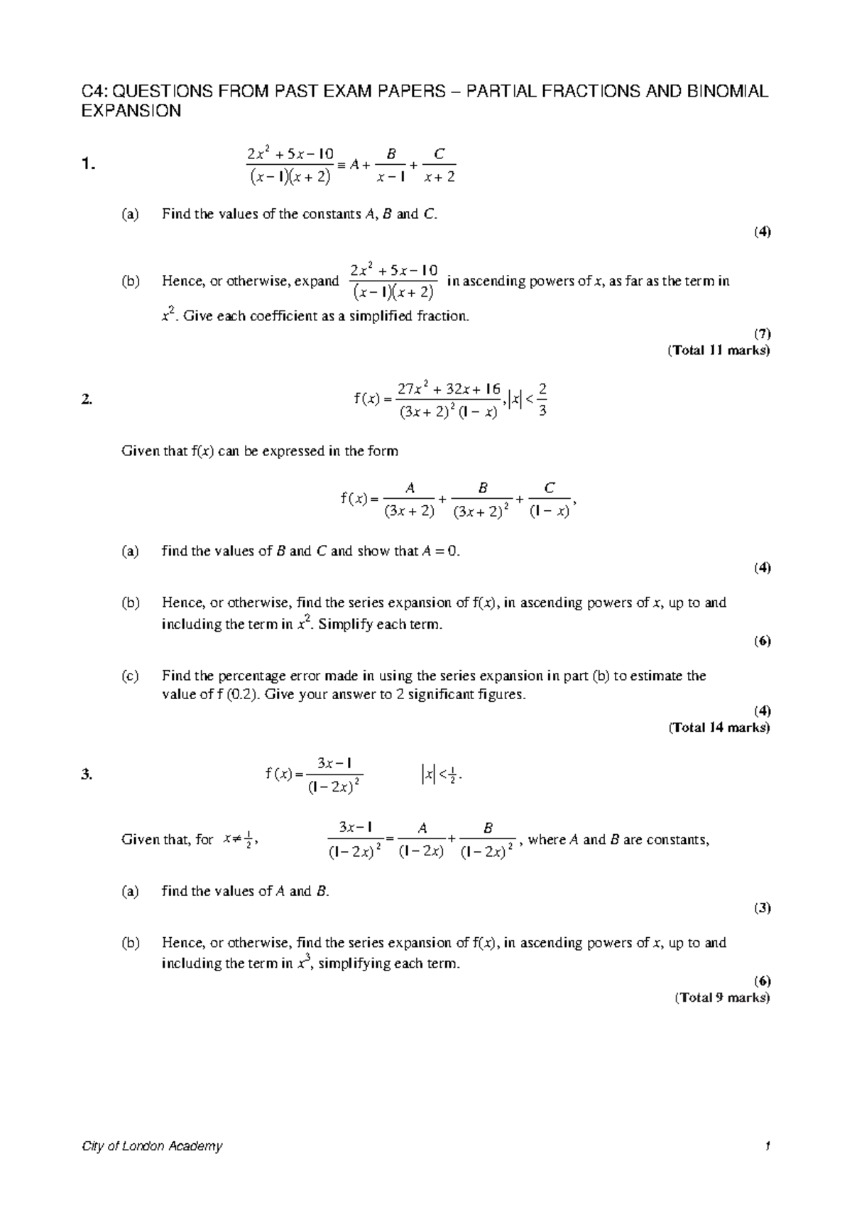 C4-partials-binom - Notes - C4: QUESTIONS FROM PAST EXAM PAPERS ...