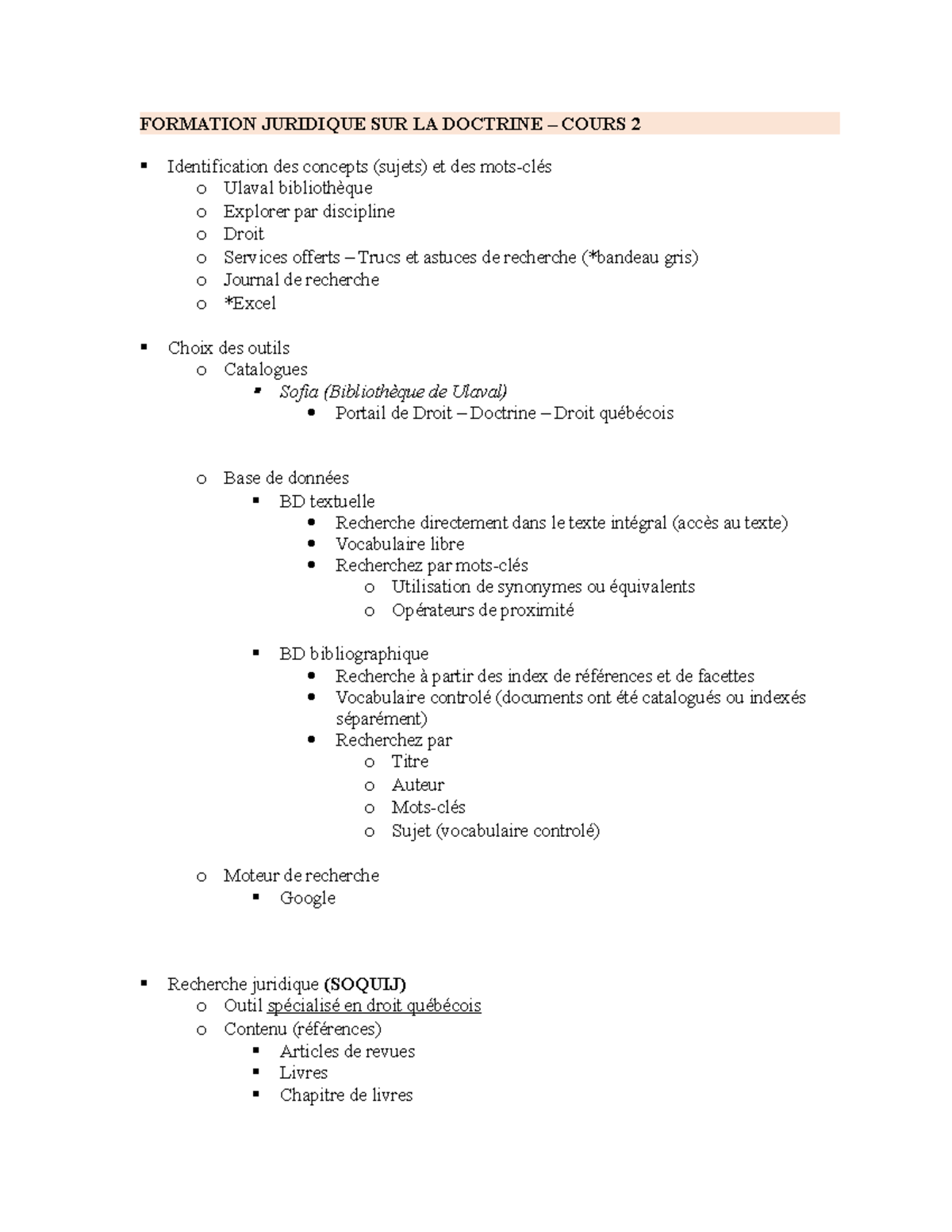 Docu-Notes de Cours - FORMATION JURIDIQUE SUR LA DOCTRINE – COURS 2 ...